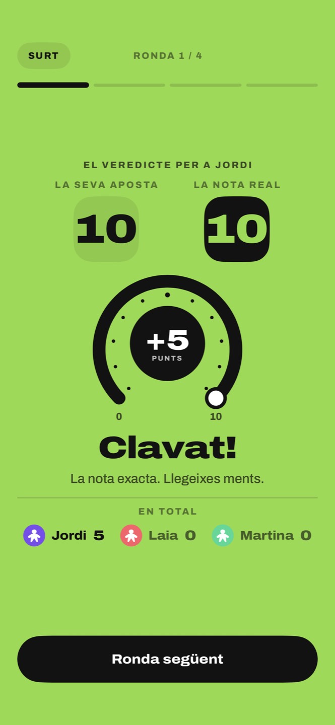 El veredicte: la resposta 10, la nota real 10, cinc punts més, de ple