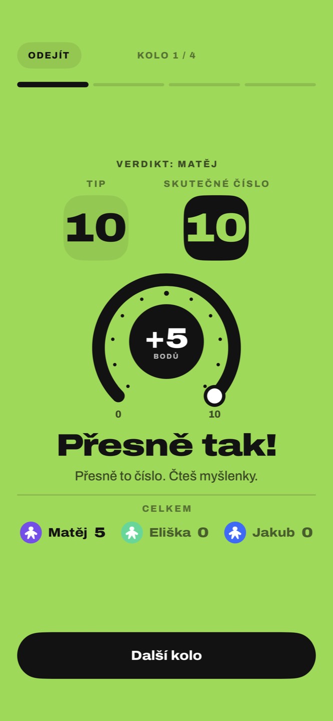 Verdikt: tip 10, skutečné číslo 10, plus pět bodů, přesně tak