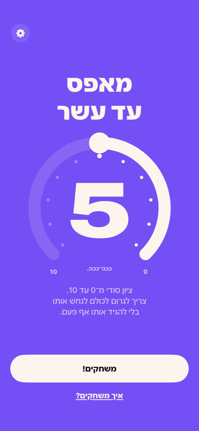 מסך הבית של מאפס עד עשר: הכותרת והטבעת מ־0 עד 10 על 5