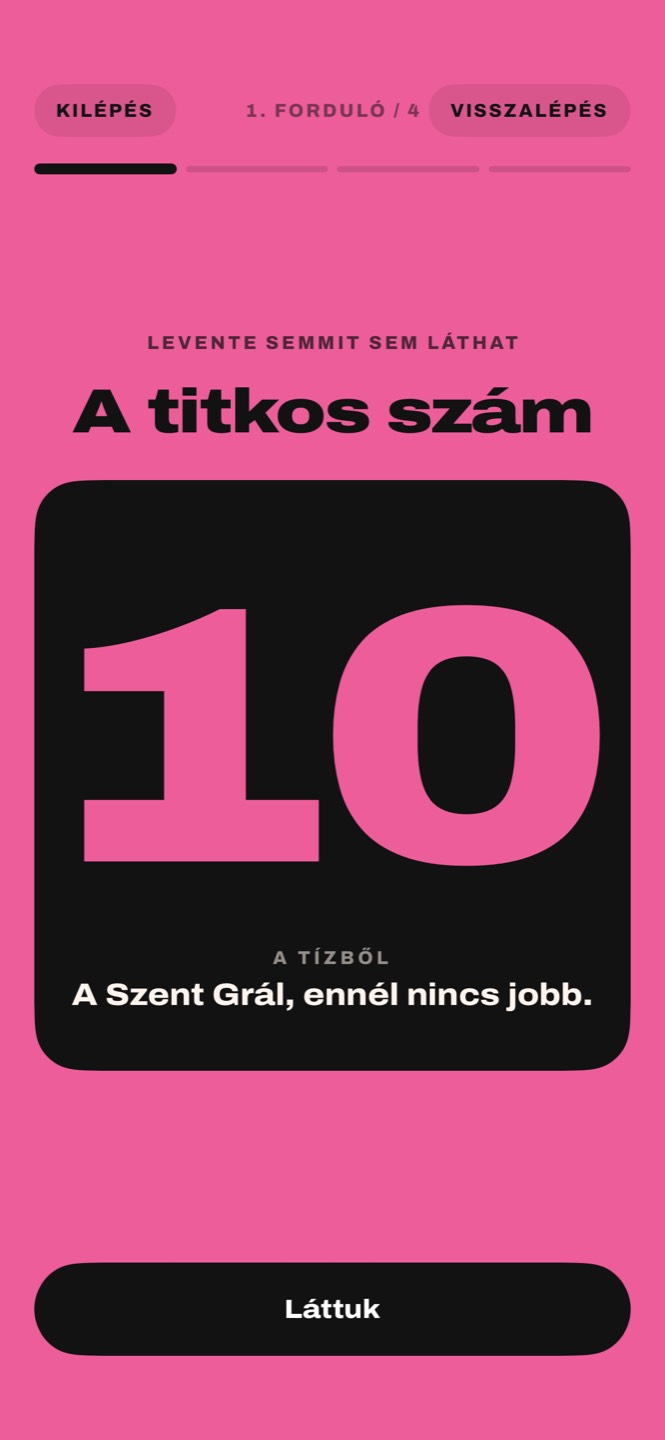 A titkos szám megfordított kártyája: 10 a tízből