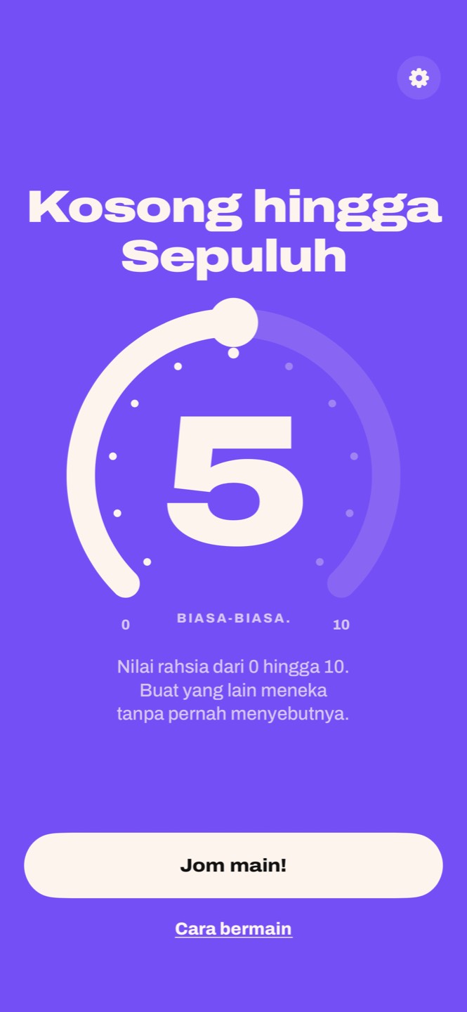 Skrin utama Kosong hingga Sepuluh: tajuk dan gelang 0 hingga 10 pada 5