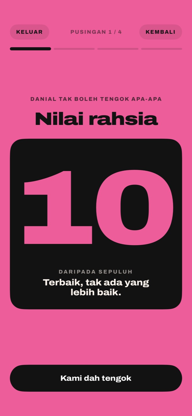 Kad nilai rahsia yang terbuka: 10 daripada sepuluh