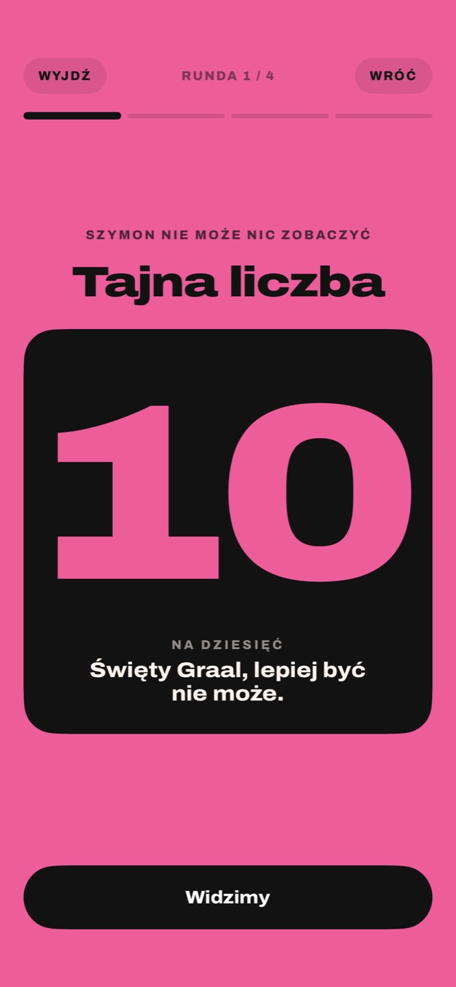Odwrócona karta z tajną liczbą: 10 na dziesięć