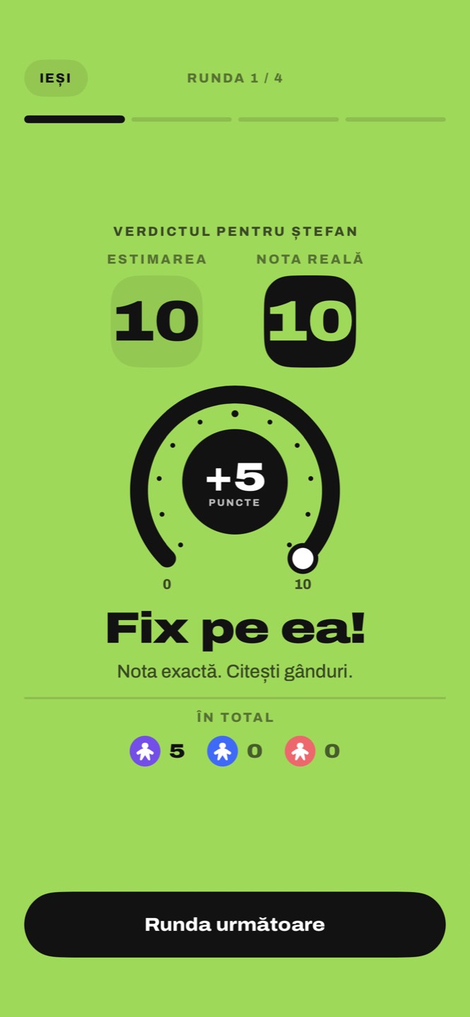 Verdictul: răspunsul 10, nota reală 10, plus cinci puncte, fix pe ea