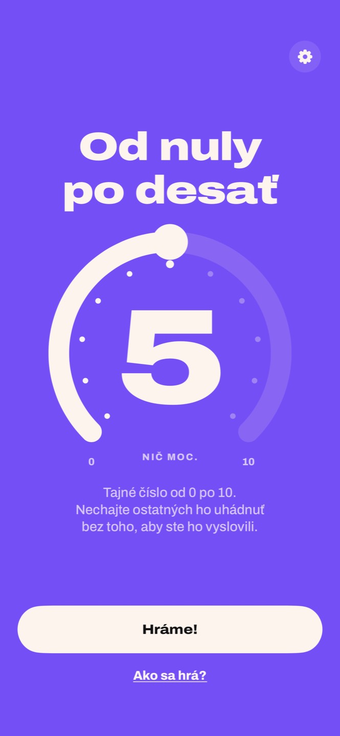 Úvodná obrazovka hry Od nuly po desať: názov a kruh od 0 po 10 nastavený na 5