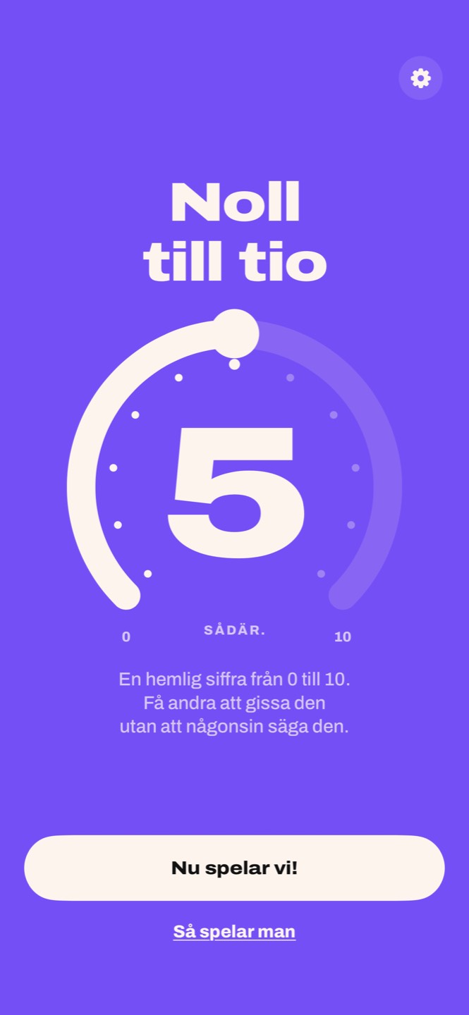 Startskärmen i Noll till tio: titeln och ringen från 0 till 10 på 5